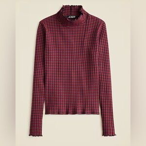 J.Crew Pointelle Turtleneck in Red and Blue Stripe